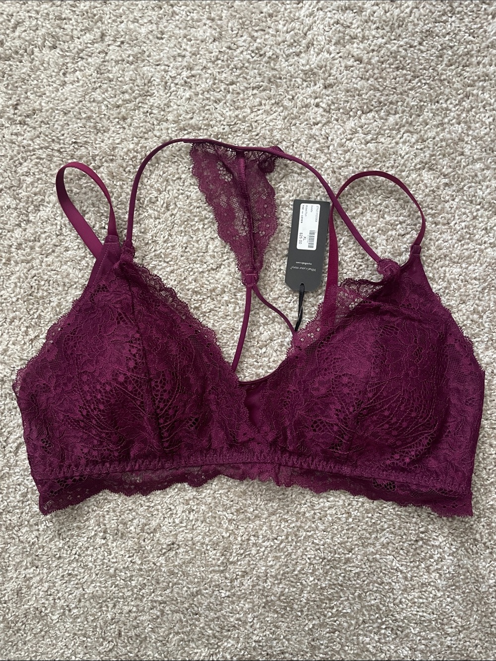 Tell Tale Lace Bralette in Plum - XL